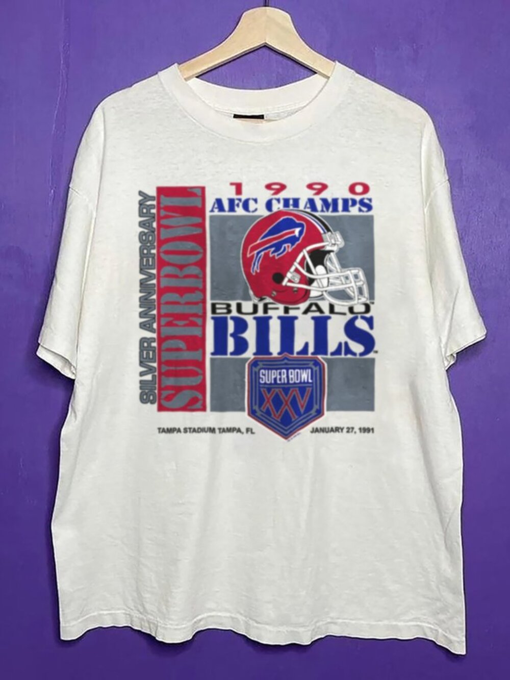 Vintage Super Bowl 1990 Buffalo Bills AFC Champs Shirt, Retro 90s Football Shirt